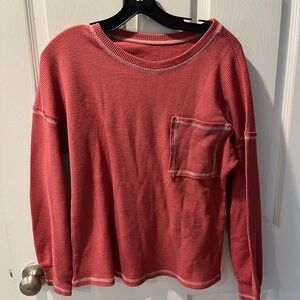Women's Red Waffle Knit Sweater